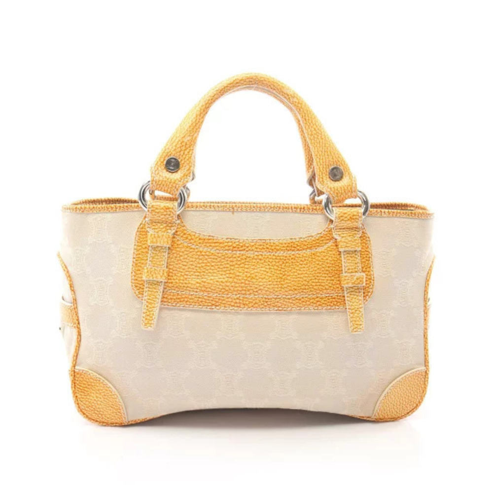 Celine Boogie Bag Handbag Canvas Leather Beige Cream Brown